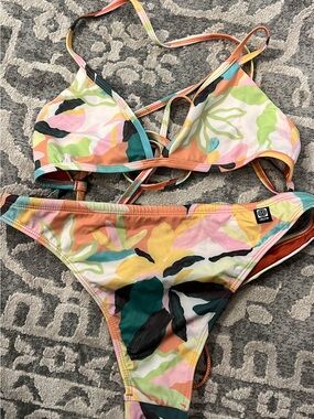 Jolyn Clothing Tropical Floral Bikini - Pink, Yellow, Green, Teal